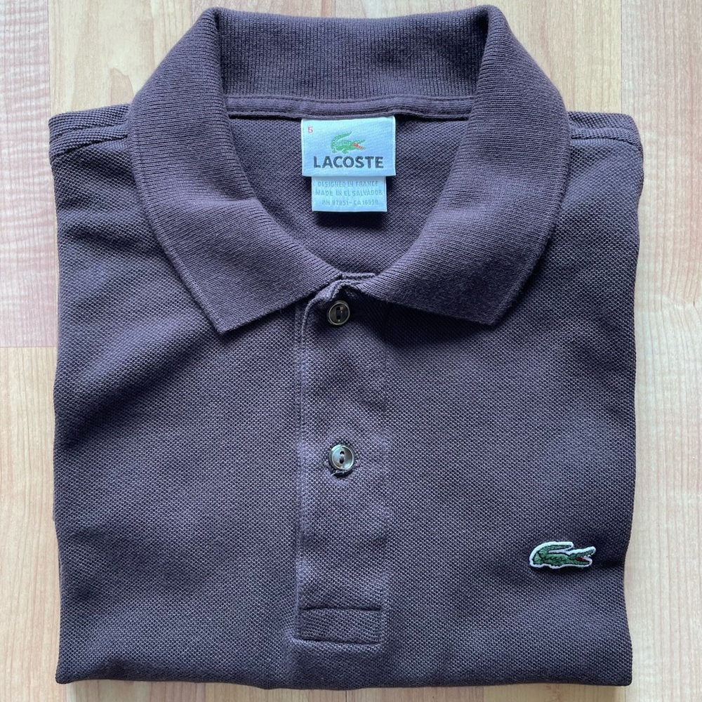 Lacoste Polo Shirt Short Sleeve Men Size 5 Brown
